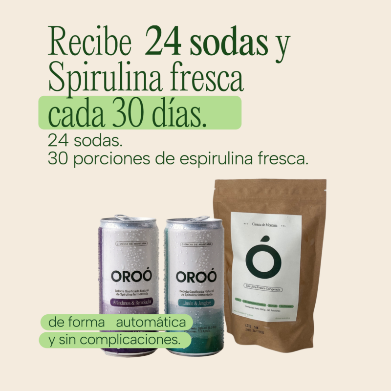 Suscripción Oroó 30 días: Spirulina + 24 sodas